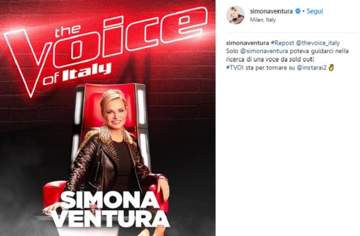 Simona Ventura The Voice of Italy, il messaggio su Instagram